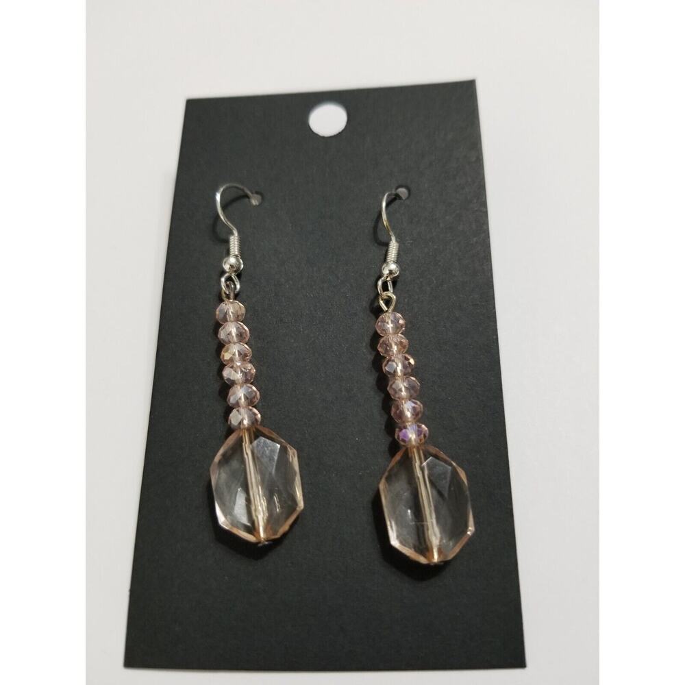 New handmade pink glass drop earrings pierce shop more combine shipping e31
